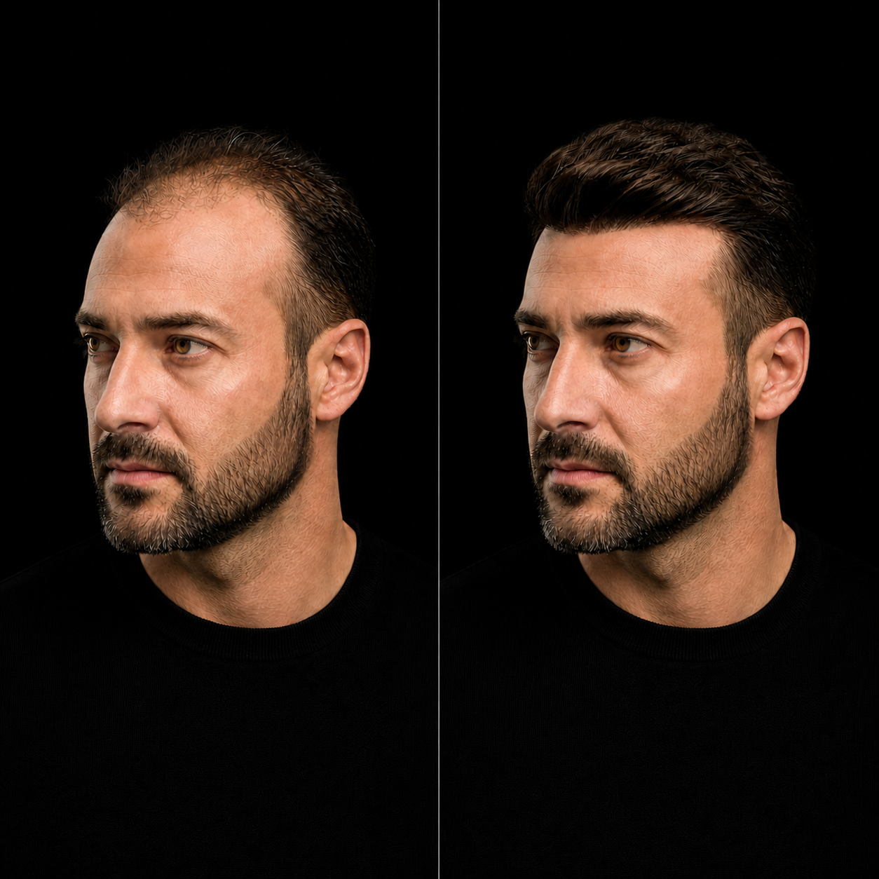 Hair systems before and after result